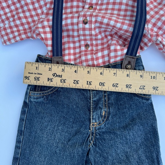 Red Checkered Kids bodysuit with Suspenders - Picture 8 of 10